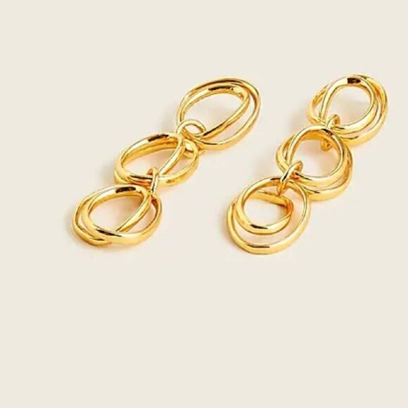 J. Crew Burnished Gold Double Wobble Drop Earrings NEW Style BD901 - Picture 4 of 7